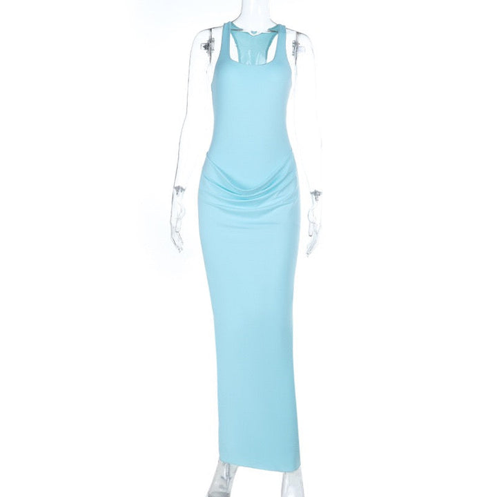 Fitted maxi dress with pleats - Lili