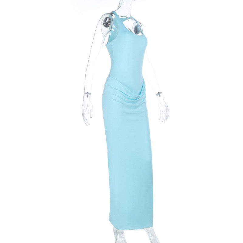Fitted maxi dress with pleats - Lili