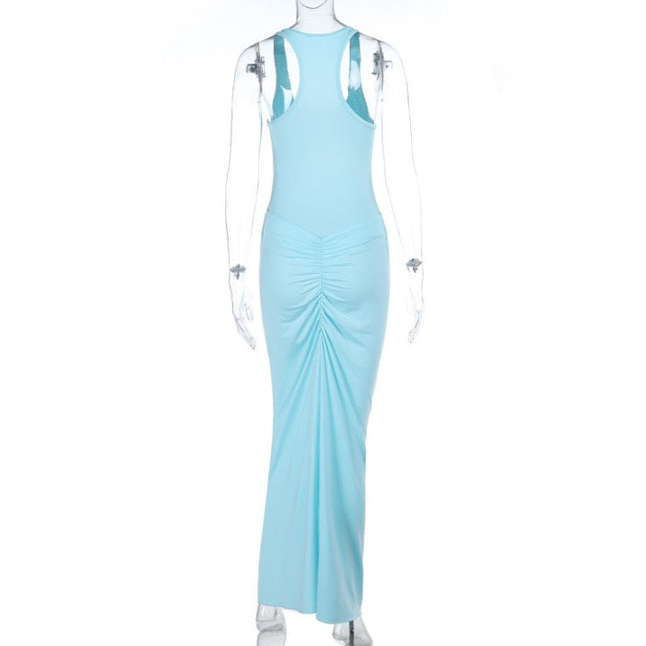 Fitted maxi dress with pleats - Lili