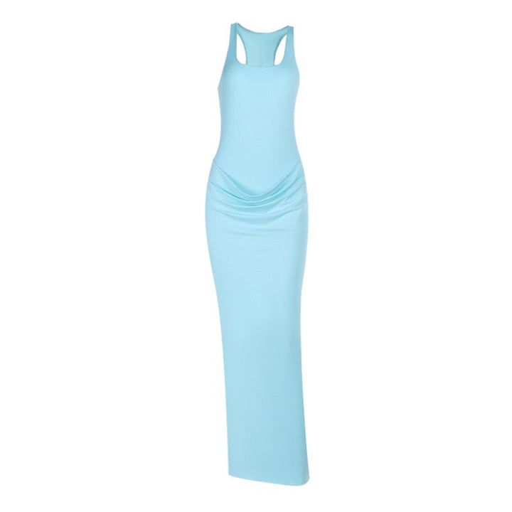 Fitted maxi dress with pleats - Lili