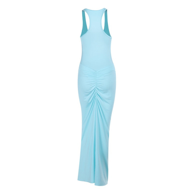 Fitted maxi dress with pleats - Lili