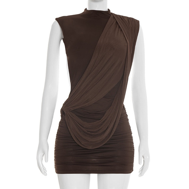 Mini dress with pleated design and open back - SHELIE