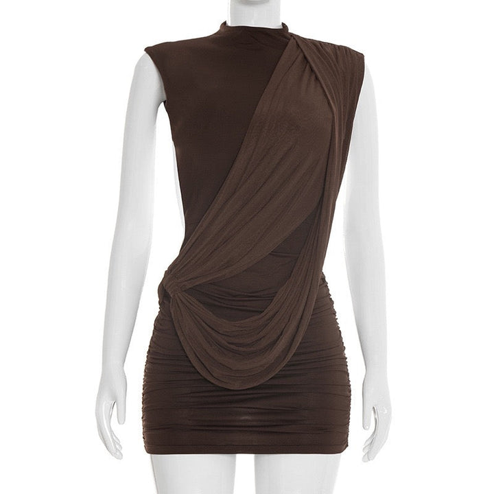 Mini dress with pleated design and open back - SHELIE