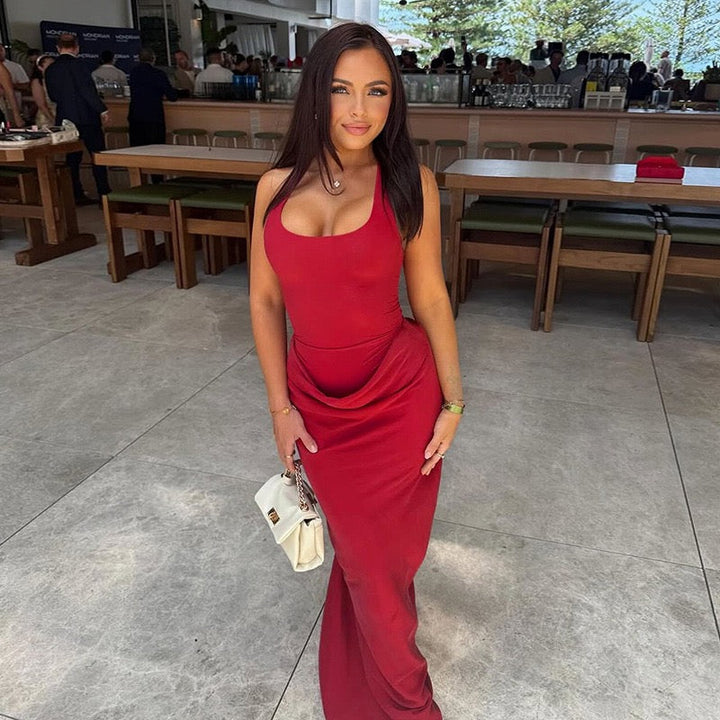 Fitted maxi dress with pleats - Lili