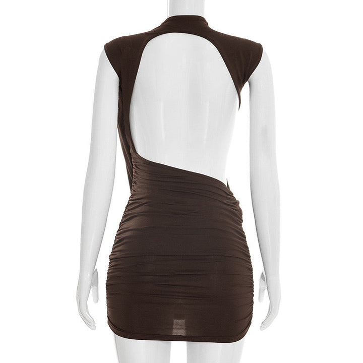 Mini dress with pleated design and open back - SHELIE