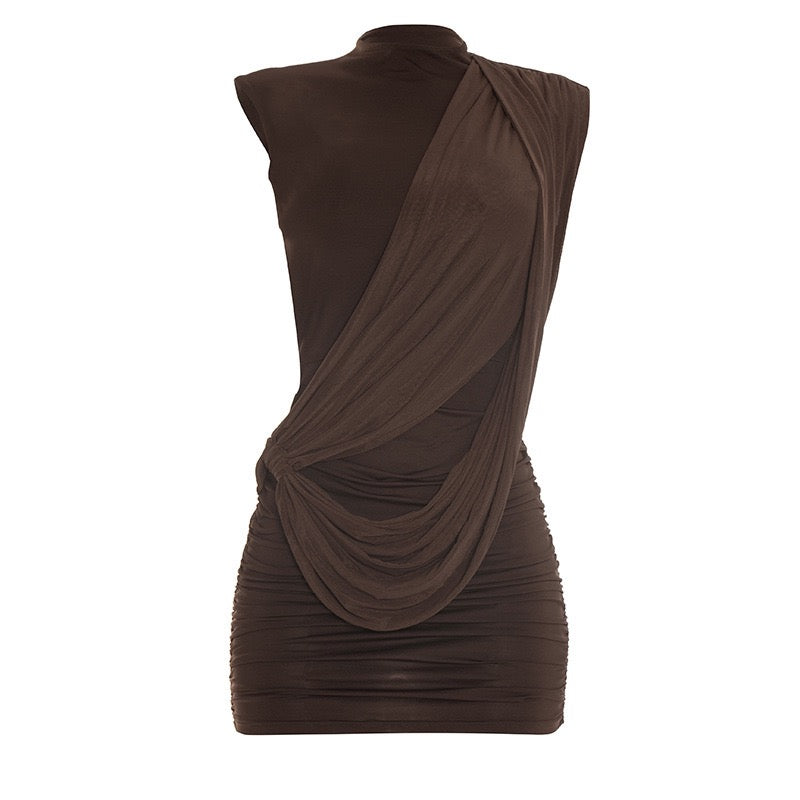 Mini dress with pleated design and open back - SHELIE