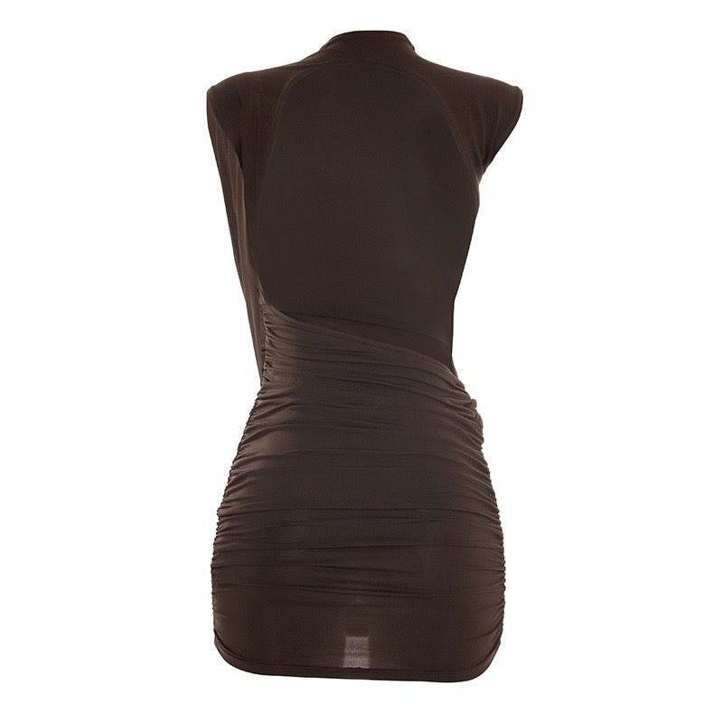 Mini dress with pleated design and open back - SHELIE