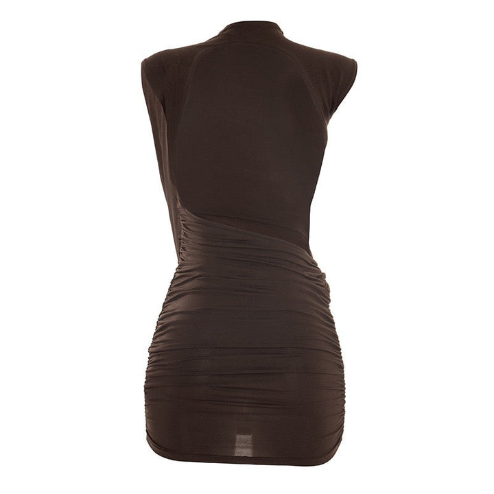 Mini dress with pleated design and open back - SHELIE