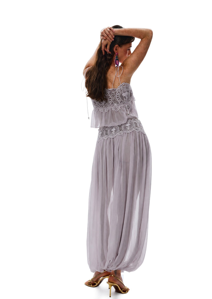 Manara two-piece chiffon set with a unique design