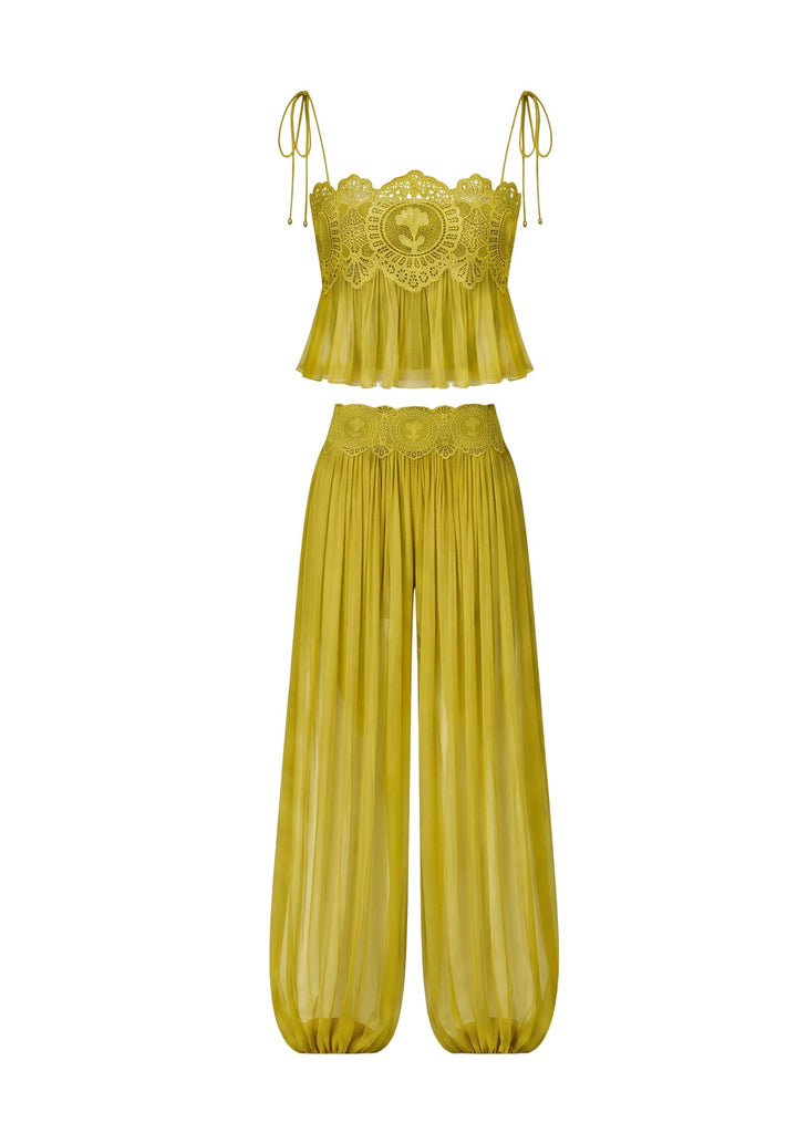Manara two-piece chiffon set with a unique design