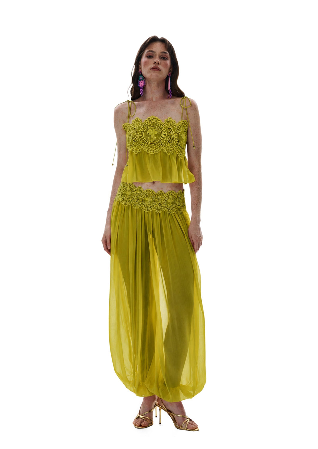 Manara two-piece chiffon set with a unique design