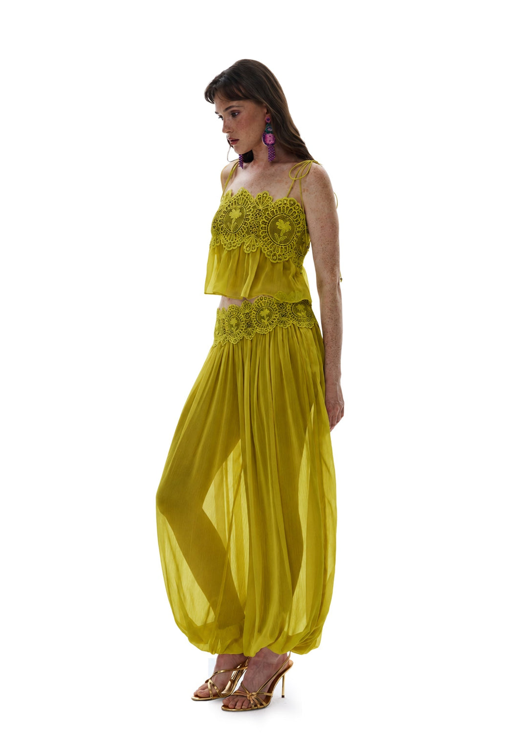 Manara two-piece chiffon set with a unique design
