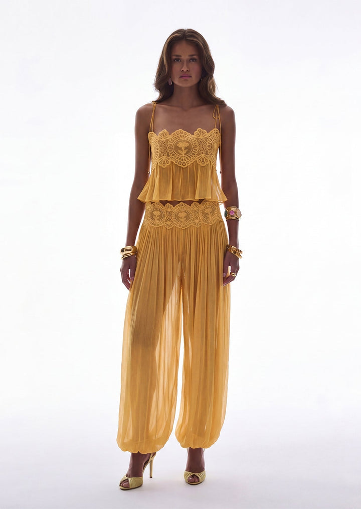 Manara two-piece chiffon set with a unique design