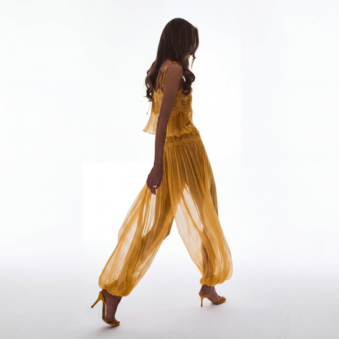 Manara two-piece chiffon set with a unique design