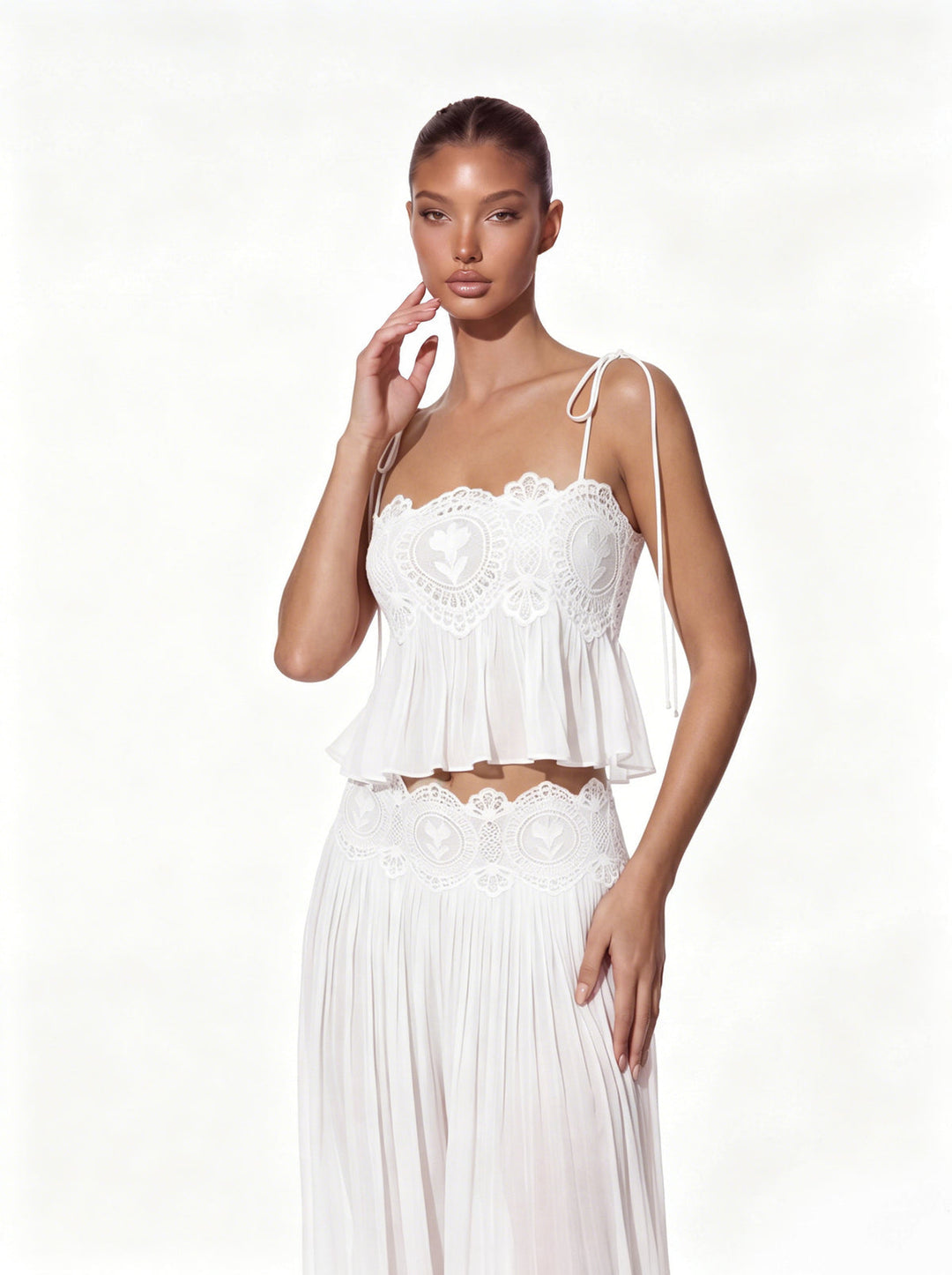 Manara two-piece chiffon set with a unique design