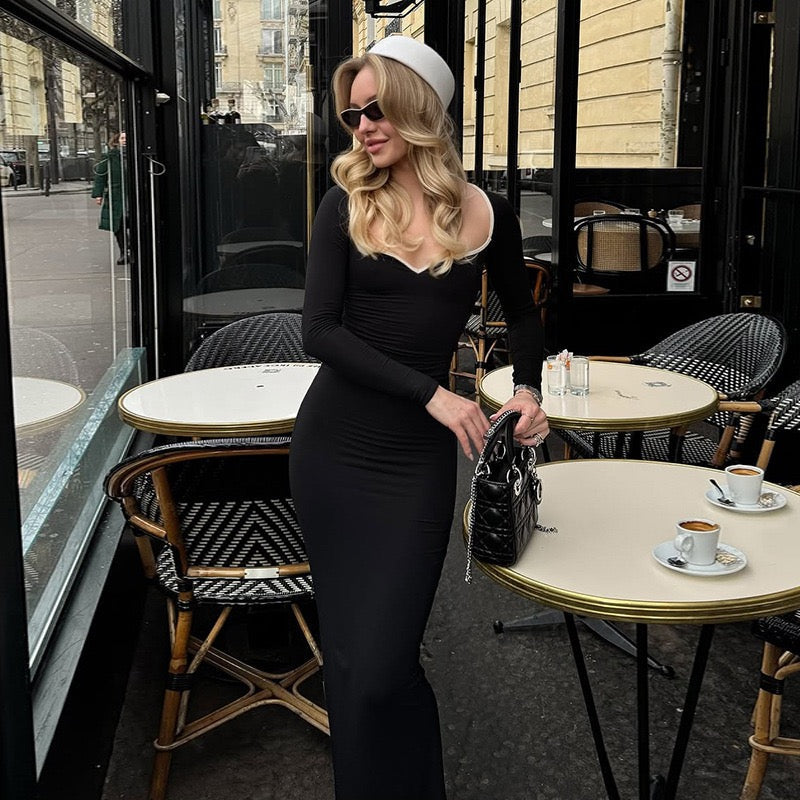 Fitted maxi dress with shaping fabric - Kim