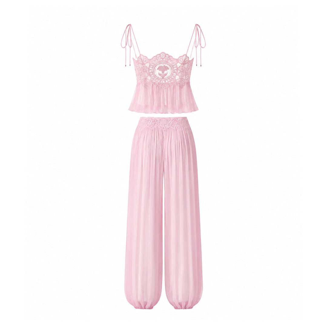 Manara two-piece chiffon set with a unique design