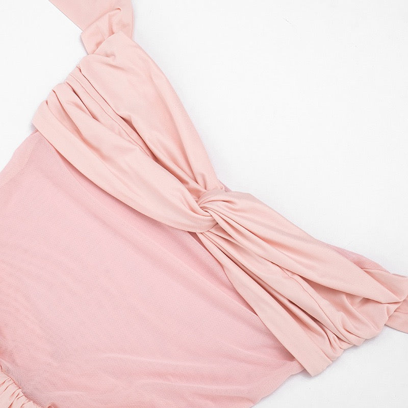 Mini dress with ruching design and tie mesh at the back - LIRIAN