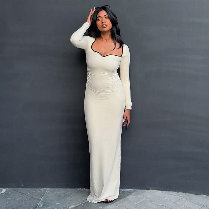 Fitted maxi dress with shaping fabric - Kim