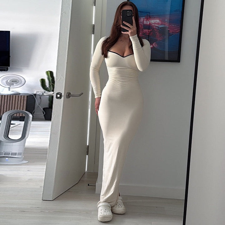 Fitted maxi dress with shaping fabric - Kim