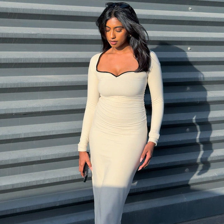 Fitted maxi dress with shaping fabric - Kim