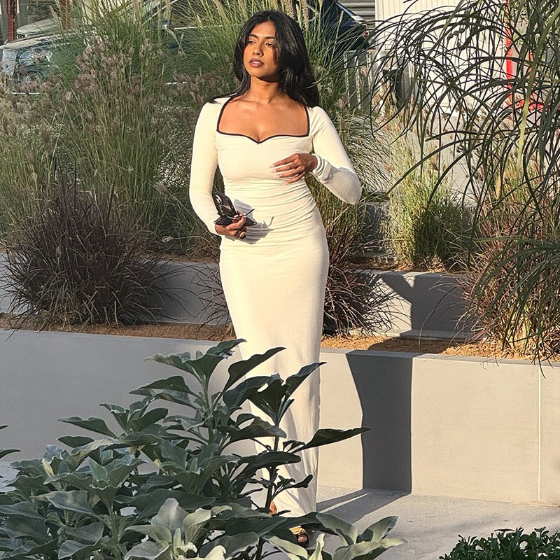 Fitted maxi dress with shaping fabric - Kim