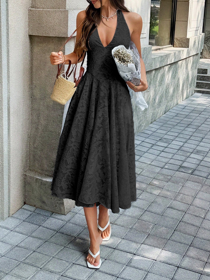 Lace midi dress with neck ties and an open back – Lin