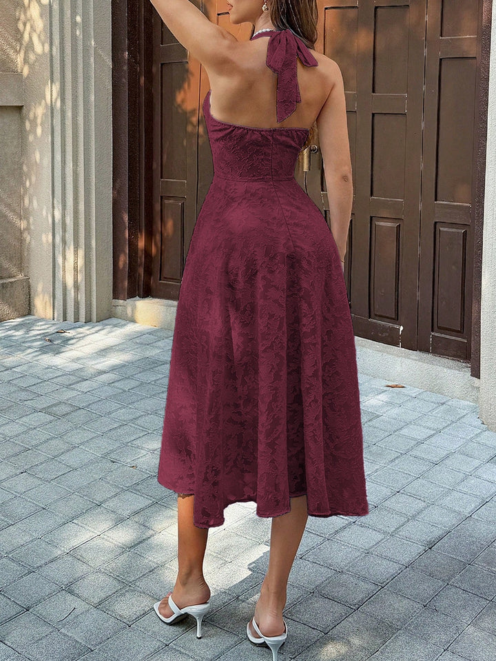 Lace midi dress with neck ties and an open back – Lin