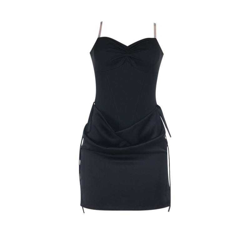 Mini strapless dress with satin pleats - Gosh