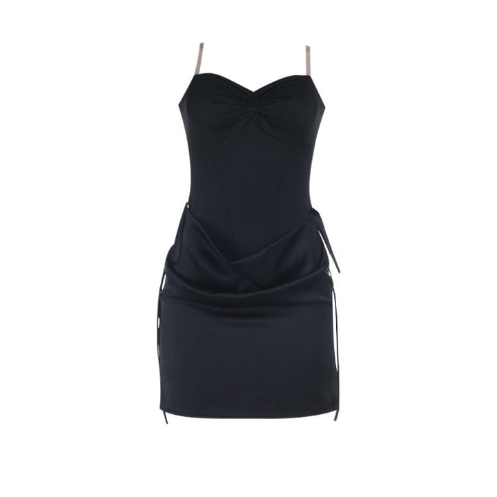 Mini strapless dress with satin pleats - Gosh