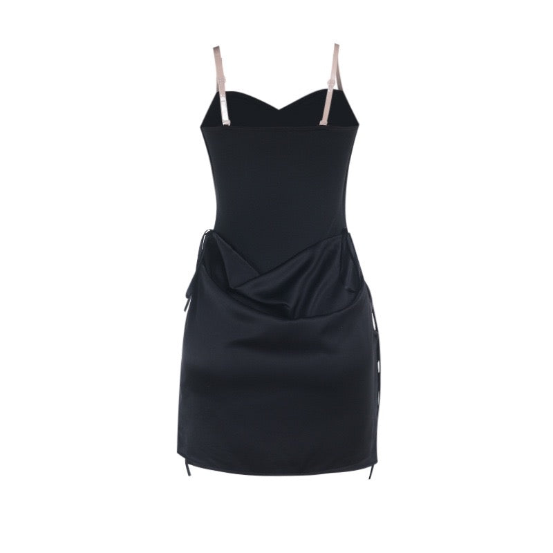 Mini strapless dress with satin pleats - Gosh