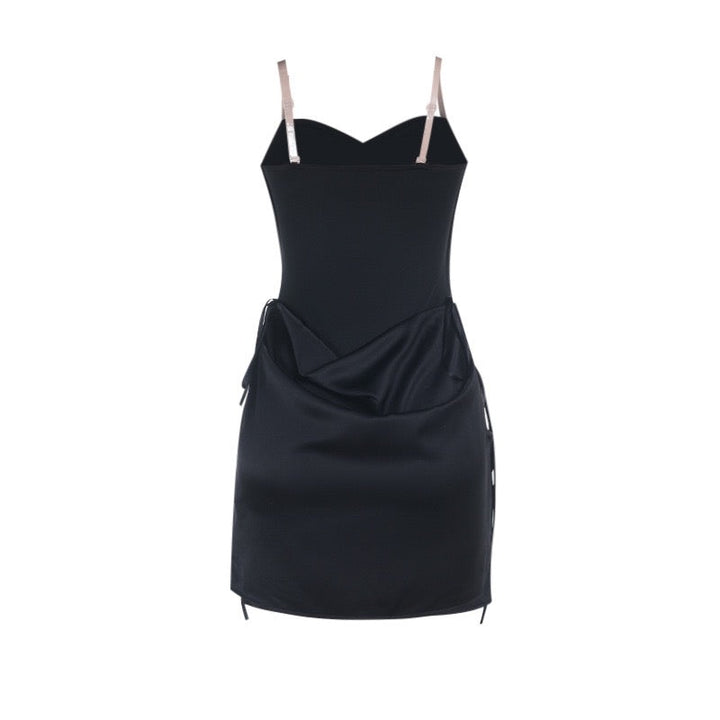 Mini strapless dress with satin pleats - Gosh