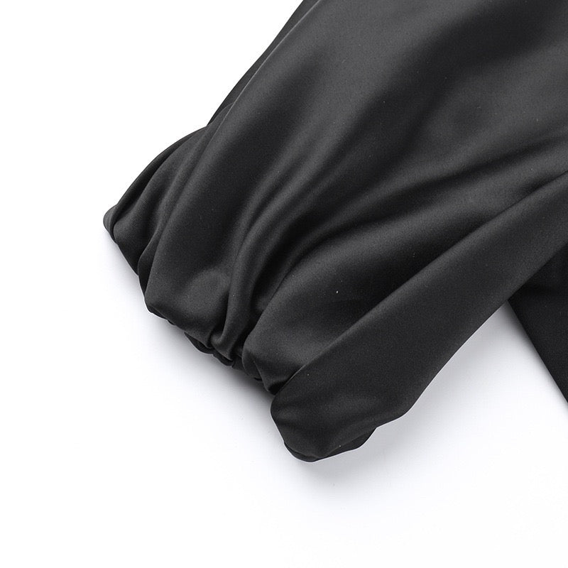 Elegant maxi dress with one-shoulder design and satin decoration - Floren