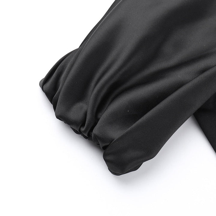 Elegant maxi dress with one-shoulder design and satin decoration - Floren