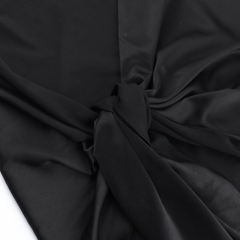Elegant maxi dress with one-shoulder design and satin decoration - Floren