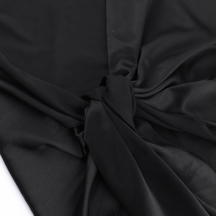 Elegant maxi dress with one-shoulder design and satin decoration - Floren