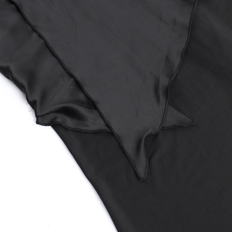 Elegant maxi dress with one-shoulder design and satin decoration - Floren