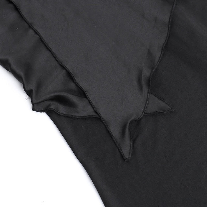 Elegant maxi dress with one-shoulder design and satin decoration - Floren