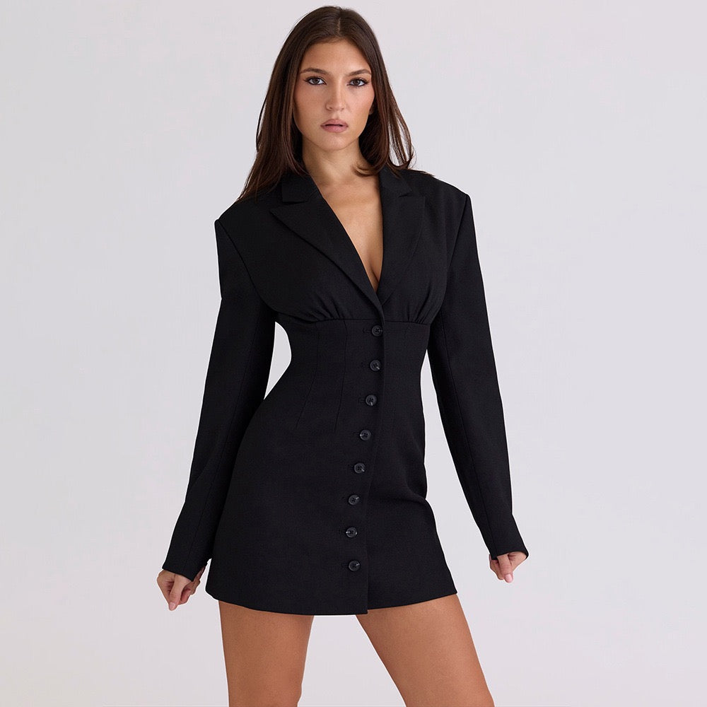 Tailored mini dress with button design - Maxi