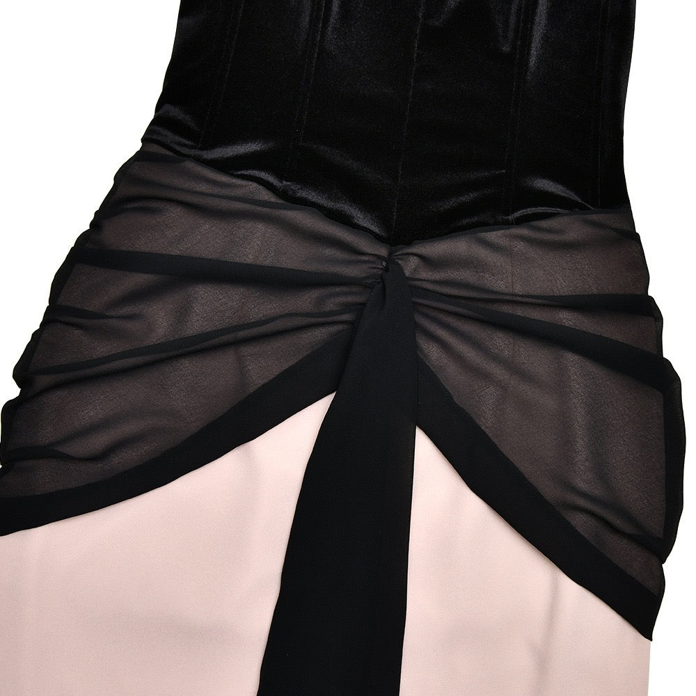 Mini strapless dress with chiffon and velvet design - GADE