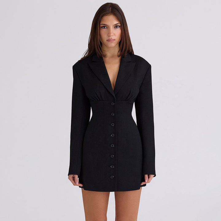 Tailored mini dress with button design - Maxi