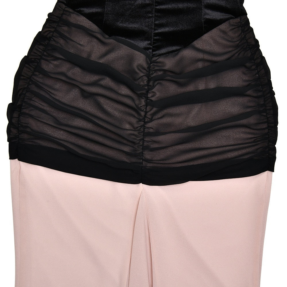 Mini strapless dress with chiffon and velvet design - GADE
