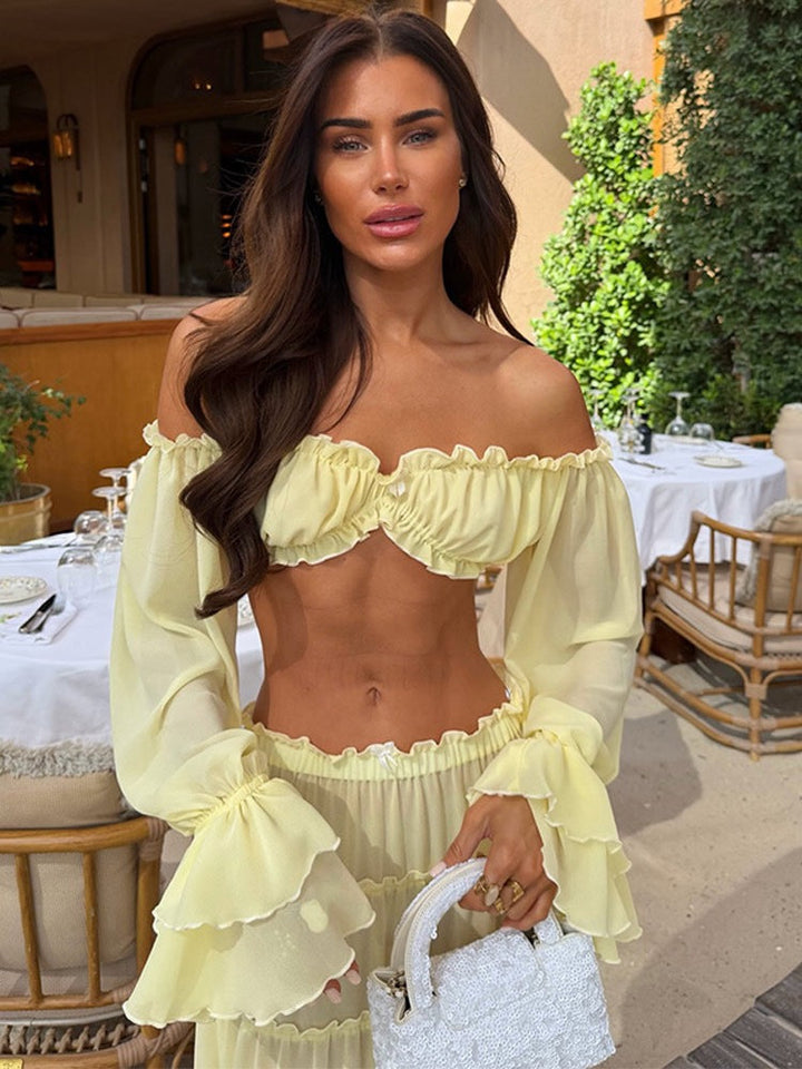 Yanga chiffon two-piece set with a maxi skirt and top