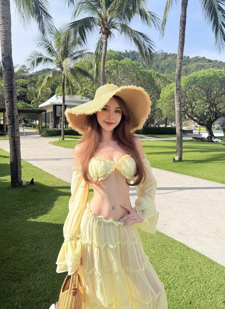 Yanga chiffon two-piece set with a maxi skirt and top