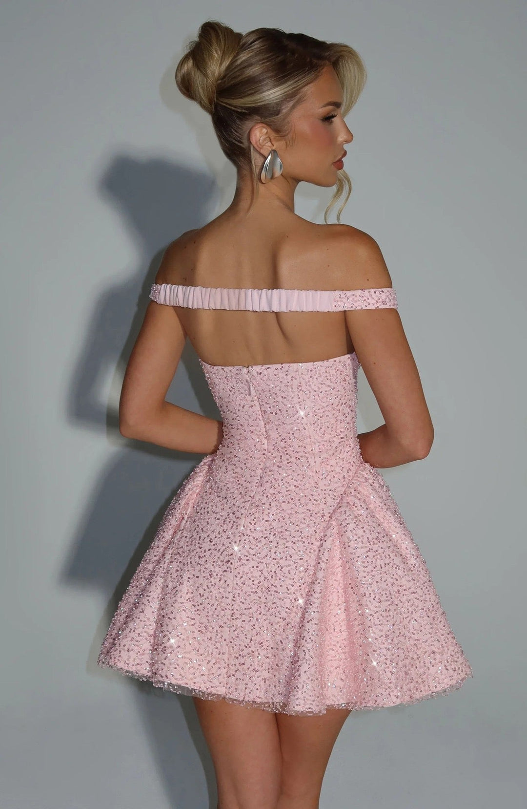 A-line mini sequin dress decorated with a scarf - MIMI