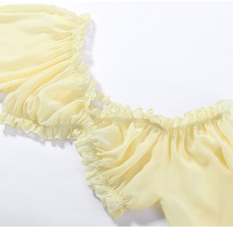 Yanga chiffon two-piece set with a maxi skirt and top