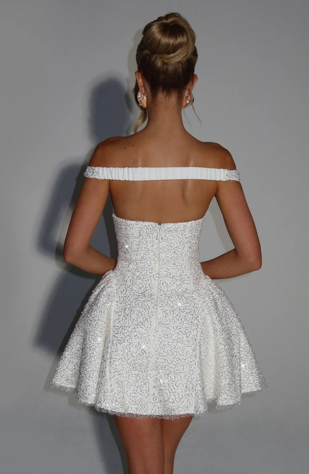 A-line mini sequin dress decorated with a scarf - MIMI