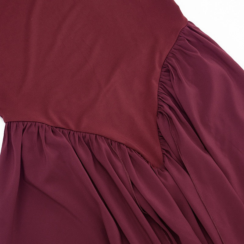 Maxi chiffon dress with bodysuit design and deep slits - JULIAN