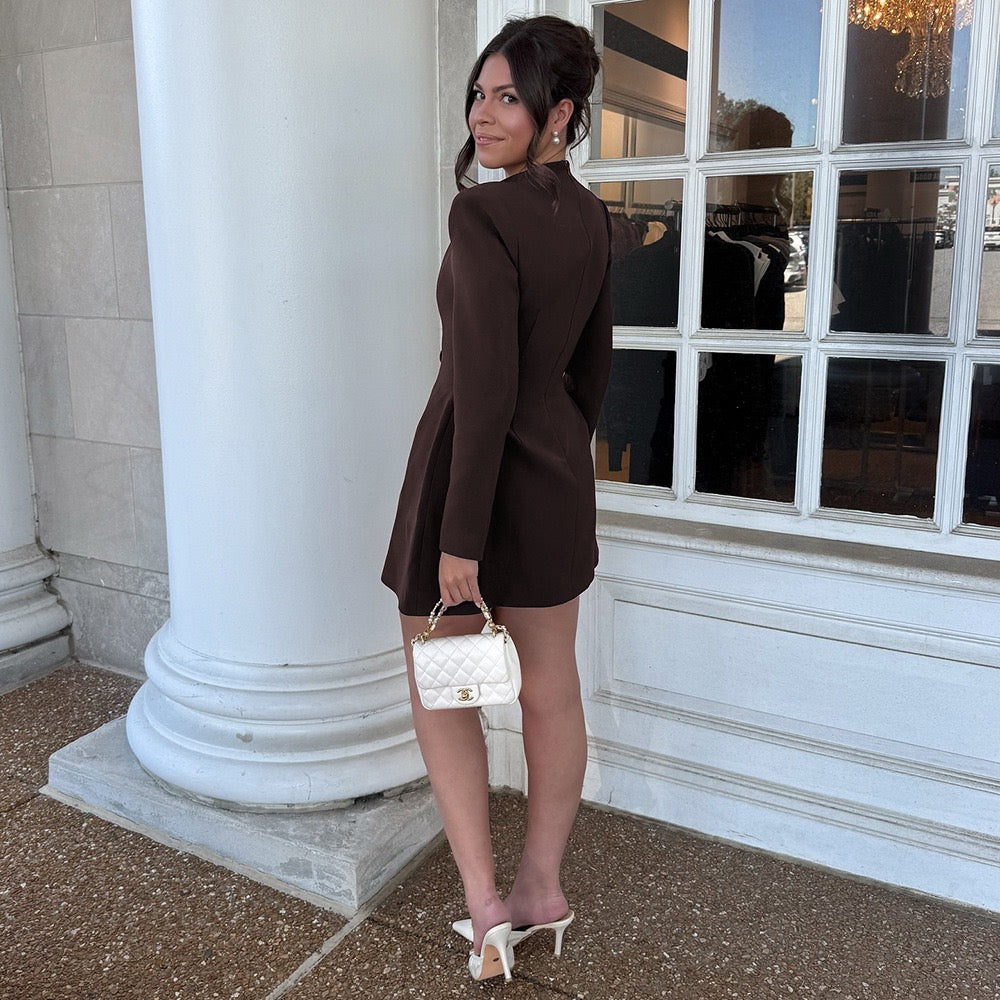Tailored mini blazer dress with button design - NINA