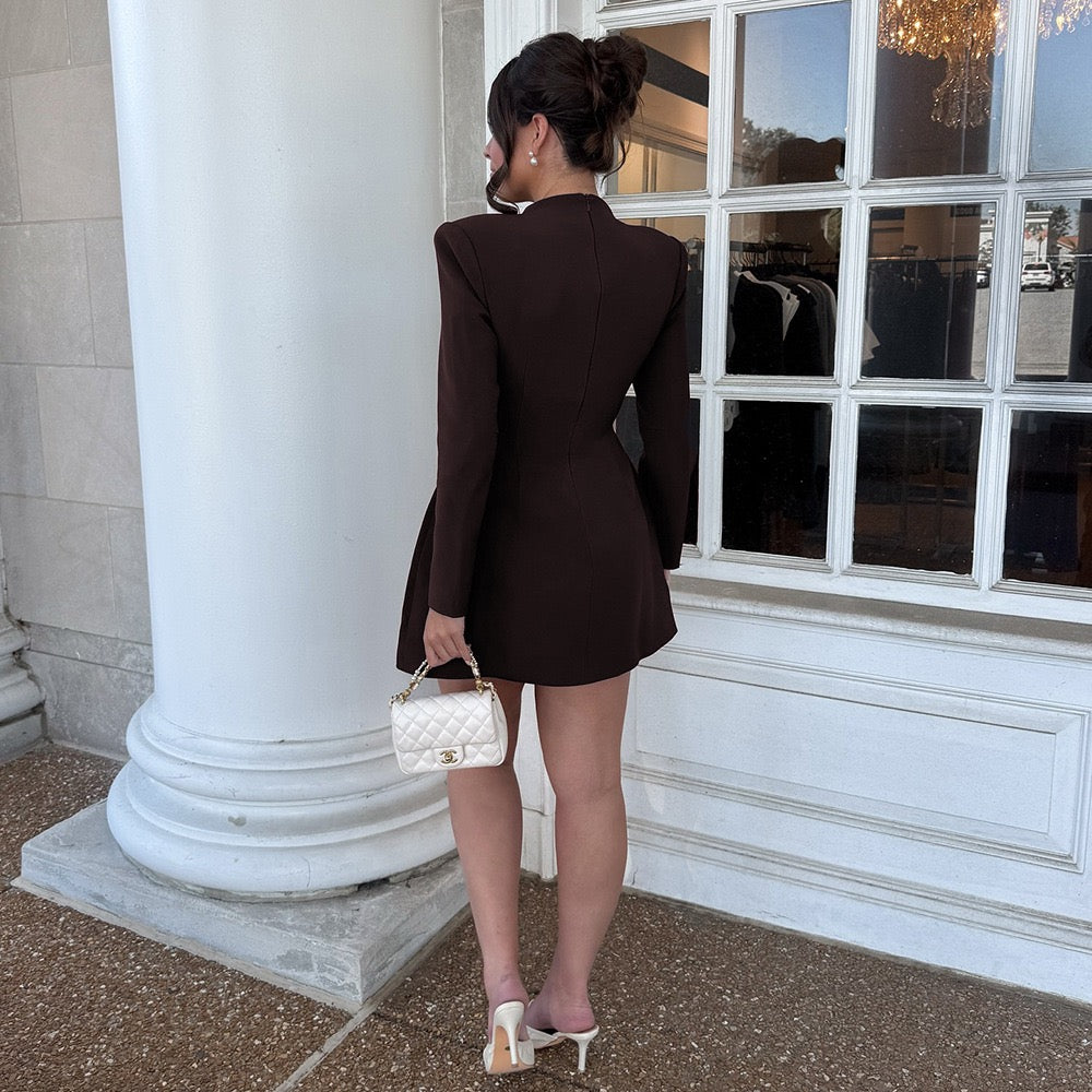 Tailored mini blazer dress with button design - NINA